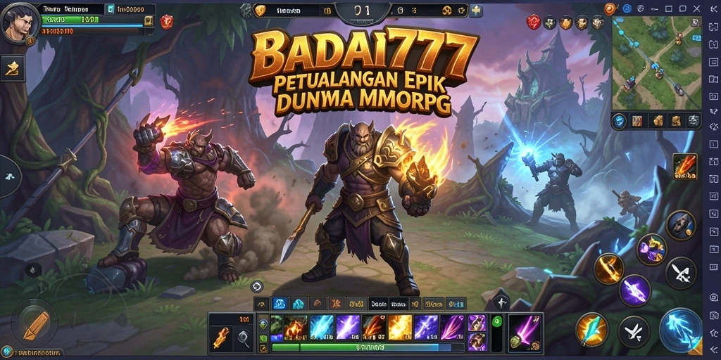 Tangkapan layar BADAI777 menampilkan pertarungan epik dalam dunia MMORPG.