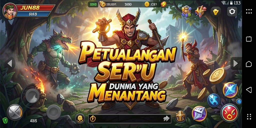 Tampilan karakter dan lingkungan dari gameplay petualangan di JUN88.