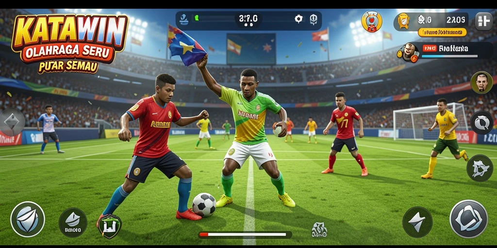 Gameplay KATAWIN menampilkan aksi olahraga yang seru dan menantang.