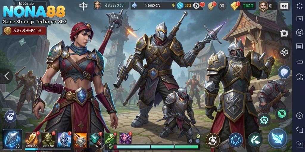 Tampilan gameplay NONA88 menampilkan strategi menarik dalam membangun kerajaan.