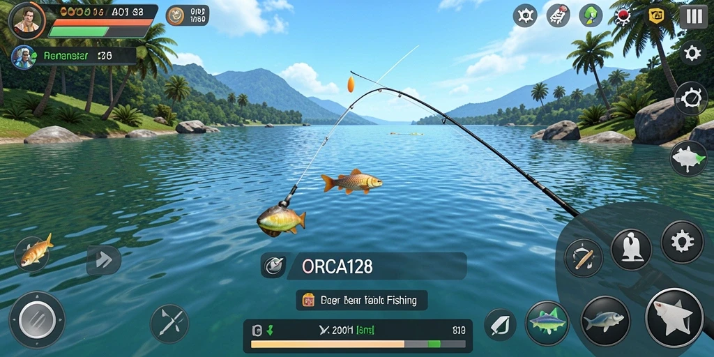 Tangkapan ikan yang mengesankan dalam gameplay ORCA128.