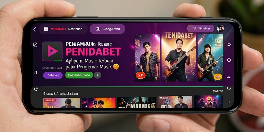 Screenshot utama PENIDABET menampilkan fitur karaoke dan navigasi musik yang menarik.