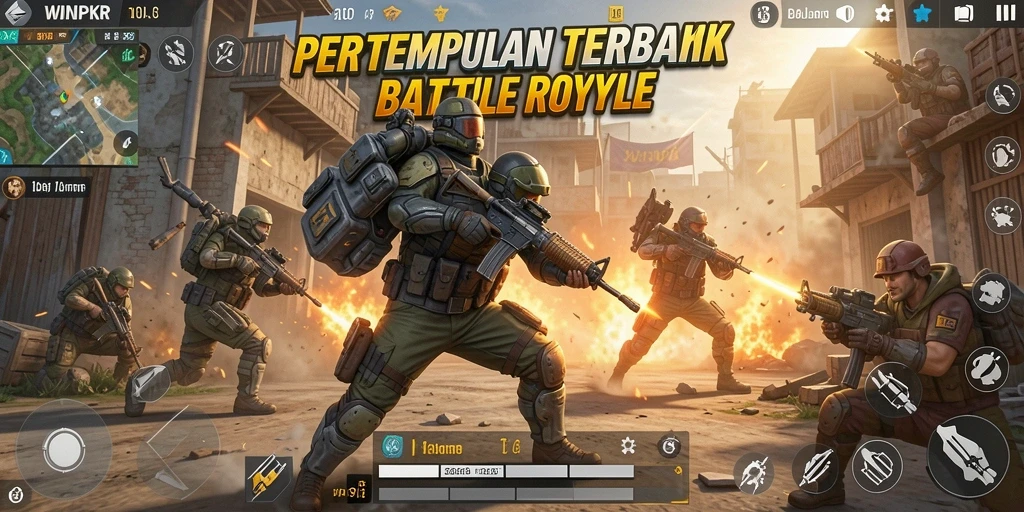 Tampilan gameplay Battle Royale yang menegangkan di WINPKR.